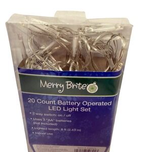 Merry Brite 20 Count Battery Operated LED Light Set Indoor Use 8ft